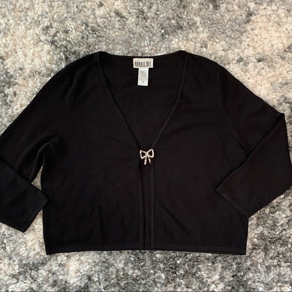 Robbie Bee Women’s Black Cardigan Sweater Size 14 - Picture 11 of 15